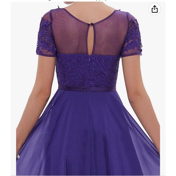 H.S.D. Mother of The Bride Dresses Chiffon Evening Formal Dress Short Sleeve Wed - Picture 7 of 7